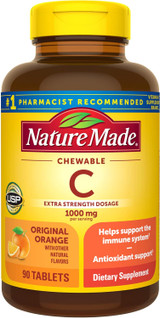 Nature Made Extra Strength Chewable C 1000 mg per serving Tablets Orange - 90 ct