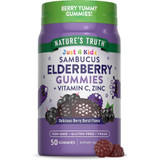 Nature's Truth Just 4 Kidz Black Elderberry + Vitamin C, Zinc Gummies Natural Berry Burst Flavor - 50 ct