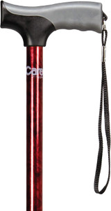 Carex Soft Grip Walking Cane - Height Adjustable with Wrist Strap - Latex Free Soft Cushion Handle, Red Marble