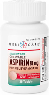 Aspirin Adult Chewable 81 mg - 36 Tablets