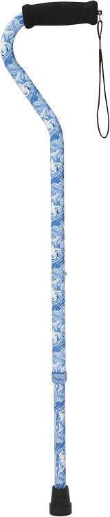 Drive Medical Foam Grip Walking Cane with Offset Handle, Swirl