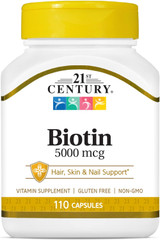 21st Century Biotin 5000 mcg Capsules - 110 Ct