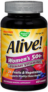 Nature's Way Alive Women's 50+ Gummy Vitamins Multi-Vitamin/Mineral Supplement Fruit Flavors - 60 ct