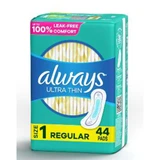 Always Ultra Thin Pads without Wings Size 1 - 44 ct (Pack of 3)