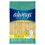 Always Ultra Thin Pads without Wings Size 1 - 44 ct (Pack of 3)