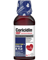 Coricidin HBP Nighttime Cold & Flu Liquid Maximum Strength Cherry Flavor - 12 oz