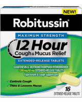 Robitussin Maximum Strength 12 Hour Cough & Mucus Relief Extended-Release Tablets - 16 ct