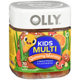 Olly Kids Multi Gummy Worms Sour Fruity Punch - 70 ct