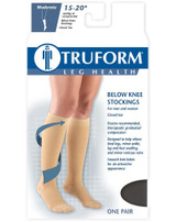 Truform 15-20 mmHg Compression Stockings for Men and Women, Knee High Length, Closed Toe, Black - Medium