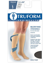 Truform 15-20 mmHg Compression Stockings for Men and Women, Knee High Length, Closed Toe, Black - X-Large