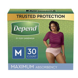 Depend Fit-Flex Underwear for Women Medium Maximum Absorbency - 2 packs of 30 ct