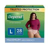 Depend Fit-Flex Underwear for Women Large Maximum Absorbency  - 2 pks of 28