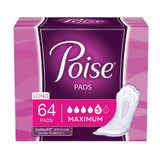 Poise Pads Maximum Absorbency Long Length - 2 pks of 64