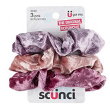 3pk Velvet Scrunchies, Asst. Pinks