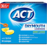 ACT Dry Mouth Lozenges Sugar Free Honey-Lemon -36 count
