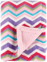 Plush Baby Blanket w/ Sherpa - Pink Chevron, 30"x40"