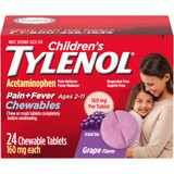 Tylenol Children's Pain + Fever Chewable Tablets Grape Flavor - 24 ct