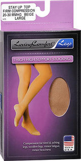 Loving Comfort Legs Thigh High Support Stockings, Firm Compression Beige Large - 1 pair