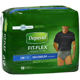 Depend Fit-Flex Underwear for Men Maximum Absorbency Size S/M Gray - 2 pks of 19 ct