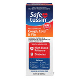 Safetussin Max Strength Multi-Symptom Cough, Cold & Flu Liquid, Cherry Menthol - 8 oz