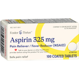 Foster & Thrive 325 mg Aspirin Coated Tablets - 100 ct