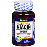 Basic Vitamins Niacin 500 mg Capsules Flush Free - 60 ct, Pack of 3