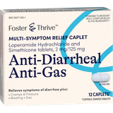 Foster & Thrive Anti-Diarrheal Anti-Gas Loperamide HCl and Simethicone 2 mg/125 mg Caplets - 12 each