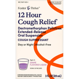 Foster & Thrive 12 Hour Cough Relief Dextromethorphan Polistirex Extended-Release Oral Suspension Grape - 3 oz