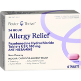 Foster & Thrive 24 Hour Allergy Relief Fexofenadine HCl USP 180 mg Tablets - 15 count