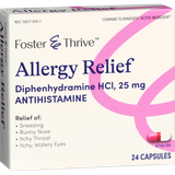 Foster & Thrive Allergy Relief Diphenhydramine HCl 25 mg Capsules - 24 count