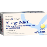 Foster & Thrive Allergy Relief Chlorpheniramine Maleate 4 mg Tablets - 100 count