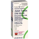 Foster & Thrive Adult Tussin DM Max Dextromethorphan HBr Guaifenesin Liquid Raspberry & Menthol - 4 oz