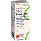 Foster & Thrive Adult Tussin DM Dextromethorphan HBr Guaifenesin Liquid Raspberry - 4 oz