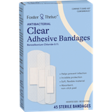 Foster & Thrive Antibacterial Clear Adhesive Bandages Benzalkonium Chloride 0.1% Assorted Sizes - 45 count