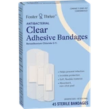 Foster & Thrive Antibacterial Clear Adhesive Bandages Benzalkonium Chloride 0.1% Assorted Sizes - 45 count