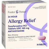 Foster & Thrive 24 Hour Allergy Relief Fexofenadine HCl USP 180 mg Tablets - 70 count