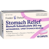 Foster & Thrive Stomach Relief Bismuth Subsalicylate 262 mg Caplets - 40 count