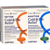 Foster & Thrive Daytime & Nighttime Cold & Flu Relief Acetaminophen Dextromethorphan HBr Phenylephrine HCl Doxylamine Su - 48 count