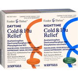 Foster & Thrive Daytime & Nighttime Cold & Flu Relief Acetaminophen Dextromethorphan HBr Phenylephrine HCl Doxylamine Su - 48 count