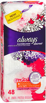Always Discreet, Bladder Protection Very Light Liners, Regular Length - 48 pk – for Advanced Skin Protection