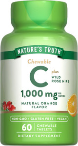 Nature's Truth Chewable C 1000 mg + Wild Rose Hips Tablets, Natural Orange Flavor - 60 ct
