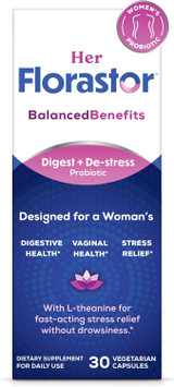 Florastor Her BalancedBenefits Digest + De-Stress Probiotic Vegetarian - 30 Capsules