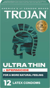 TROJAN Ultra Thin Spermicidal Lubricated Latex Condoms - 12ct
