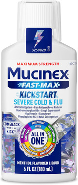 Mucinex Fast-Max Kickstart Severe Cold & Flu Liquid Menthol Maximum Strength -6 oz
