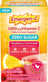 Emergen-C Daily Immune Support 1,000 mg Vitamin C Fizzy Drink Mix Packets Zero Sugar Raspberry Lemonade - 18 pk