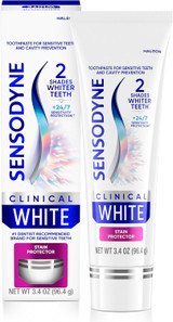 Sensodyne Clinical White Stain Protector Toothpaste for Sensitive Teeth and Cavity Prevention - 3.4 oz
