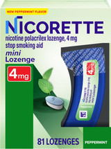 Nicorette Nicotine Polacrilex Mini Lozenge 4 mg Stop Smoking Aid, Mint - 81 count