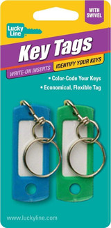 Id Key Tag W/ Swivel Key Ring, Assorted Colors 2 Per package