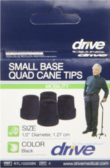 Drive Quad Cane Tips, 1/2" Black - 1 pr