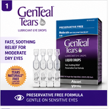 GenTeal Tears Preservative-Free Lubricant Eye Drops, Moderate Dry Eye Relief – 36 Single-Use Vials